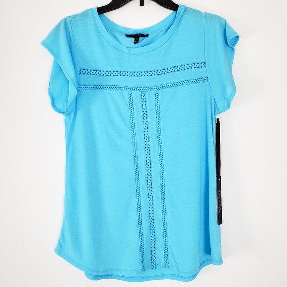 NWT Olivia Sky Blue Short Sleeve Top Size Small - Picture 2 of 7